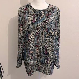 J Jill Paisley print blouse with tiered layer